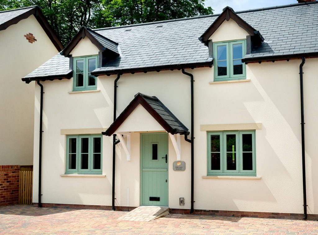 Cotswold green flush sash Residence-9 windows