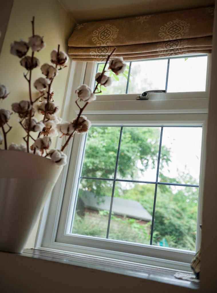 Leaded casement window interior