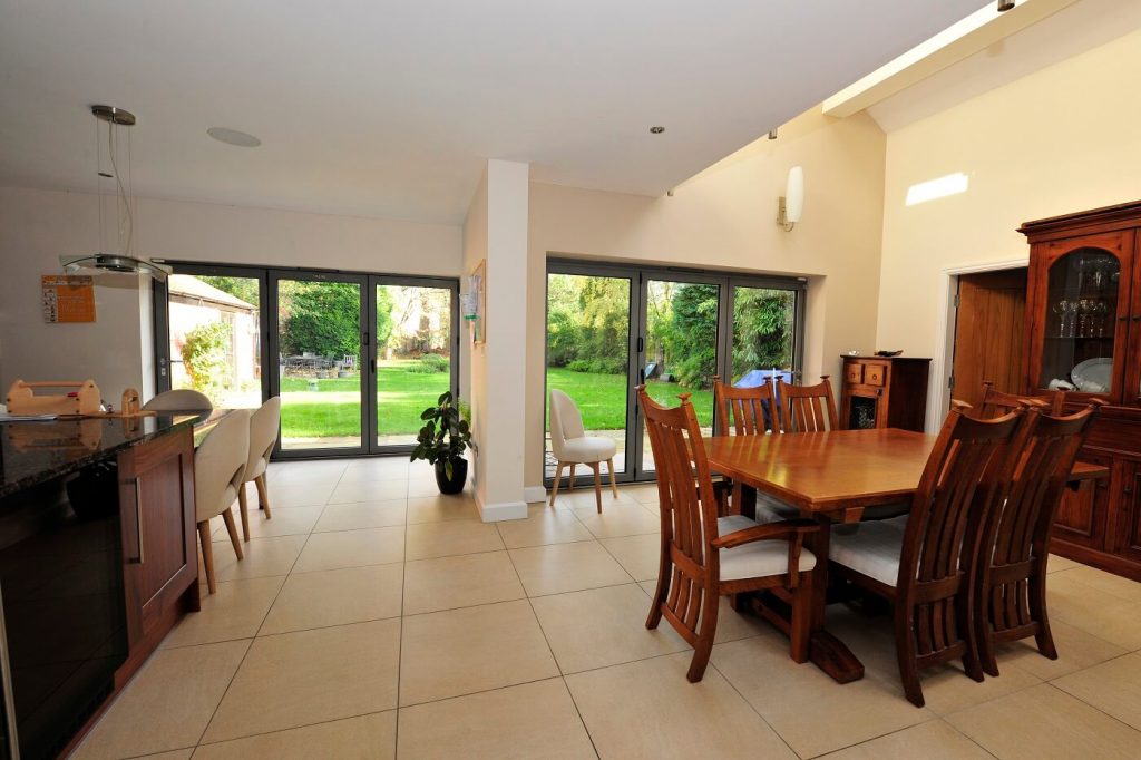 Interior view of Anthracite grey aluminium bifold doors