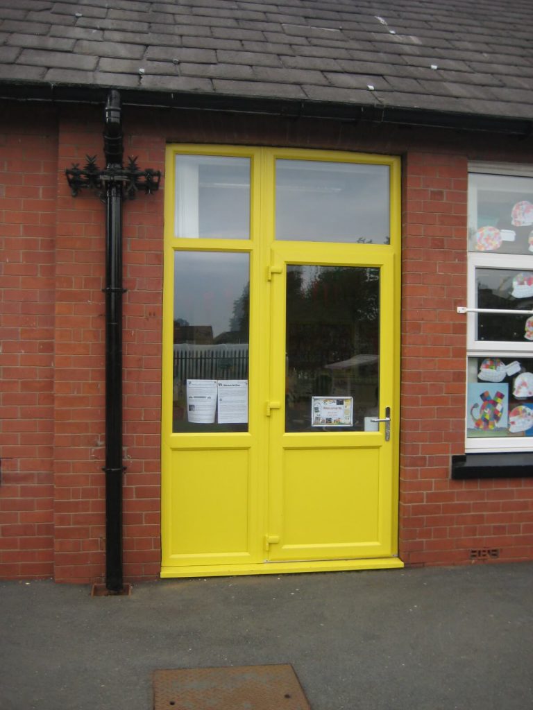 Yellow uPVC school door