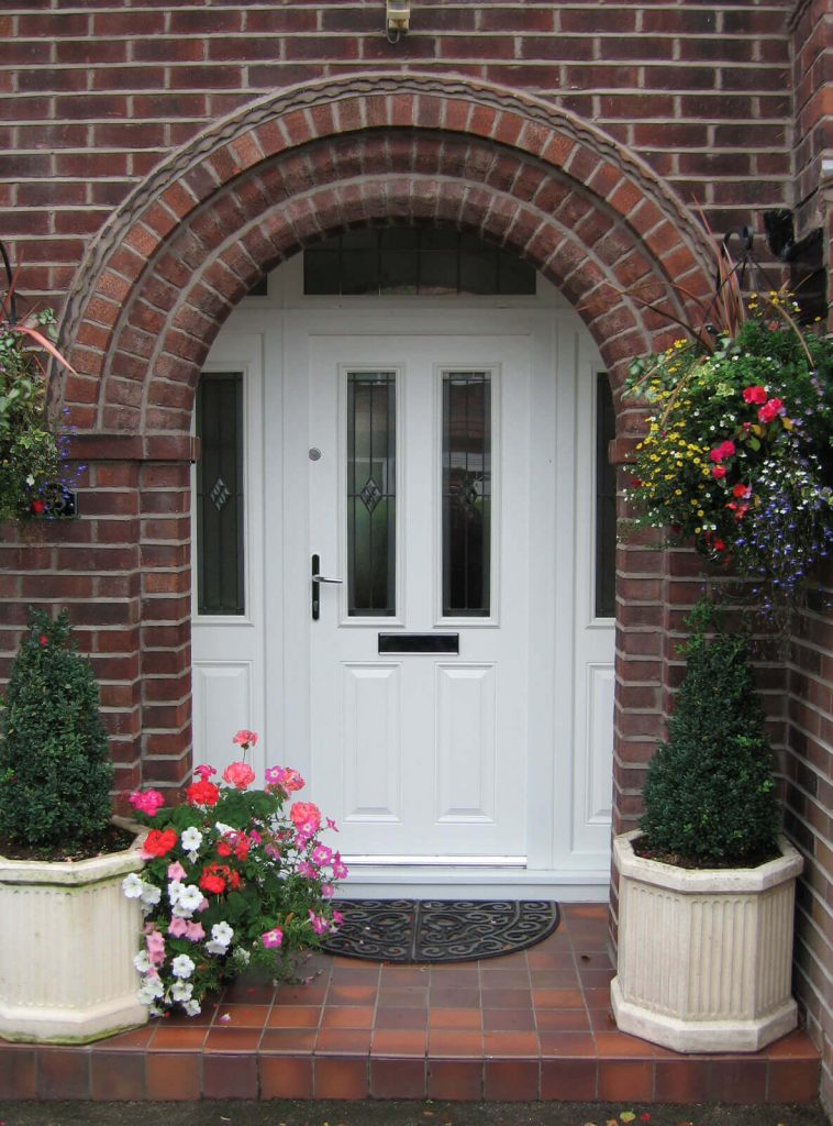 White composite entrance door