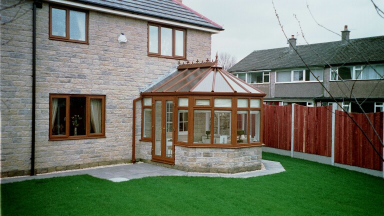 Golden oak uPVC conservatory