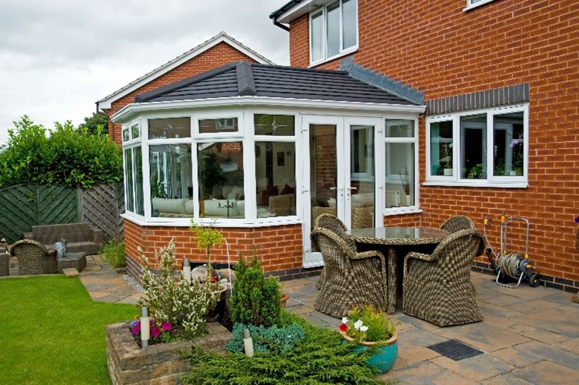 Black tiled roof conservatory